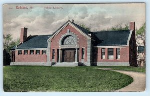 ROCKLAND, Maine ME ~ Handcolored PUBLIC LIBRARY 1900s Knox County UDB Postcard