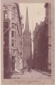 Trinity Church and Wall Street - New York City - pm 1907 - UDB