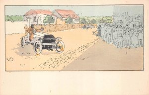 CAR RACING MILITARY FRANCE NO. 8 ARTIST SIGNED HARRY ELIOTT POSTCARD (c. 1910)