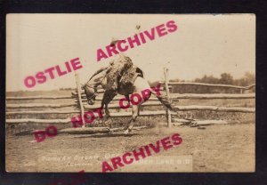 Timber Lake SOUTH DAKOTA RPPC c1910 SIOUX INDIAN COWBOY Breaking Horse CUNDILL 4