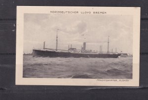 GERMAN SHIP  ELSASS , NORTH GERMAN LLOYD, BREMEN, c1935 ppc., unused.