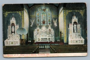 RUSHVILLE IN ST.MARY'S R.C. CHURCH INTERIOR ANTIQUE POSTCARD