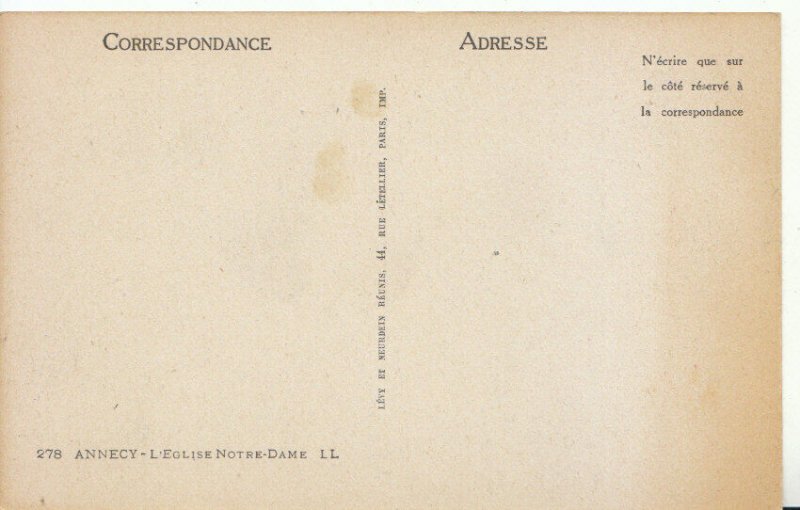 France Postcard - Annecy - L'Eglise Notre-Dame L.L. - Ref 8771A