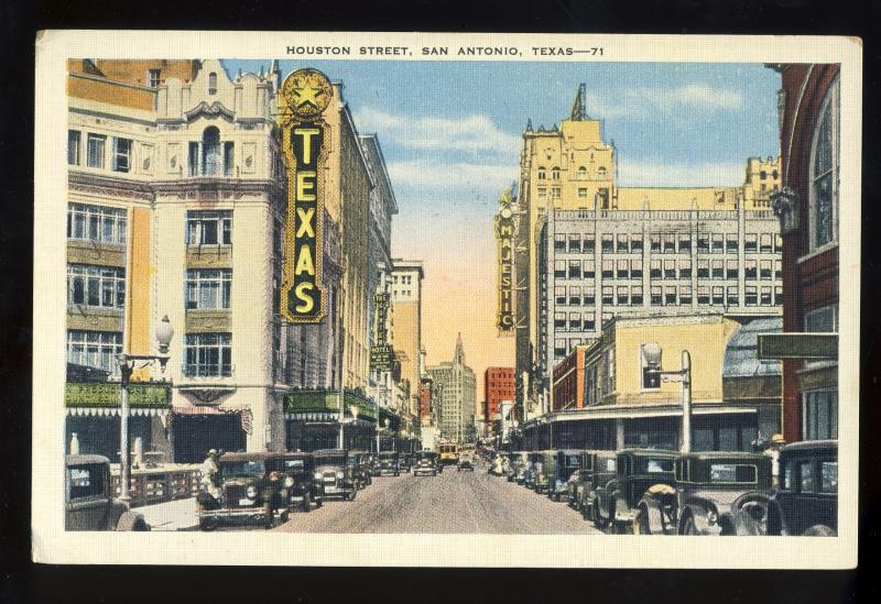 San Antonio, Texas/TX Postcard, Houston Street, Texas Theater, 1938!
