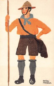 HUNGARY BOY SCOUTS ARTIST SIGNED GYORI ARANKA POSTCARD (c. 1920s)