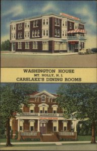 Mt. Holly NJ Washington House Carslake's Dining Room Linen Postcard