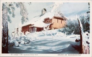 Ski Lodge Mt Spokane State Park WA Washington Unused Postcard H26