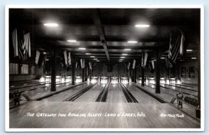 RPPC LAND O' LAKES, WI Wisconsin ~ Gateway Inn BOWLING ALLEYS c1930s  Postcard