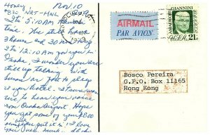 Pan Am World Airways Portugal Postcard Sent to Hong Kong 1979
