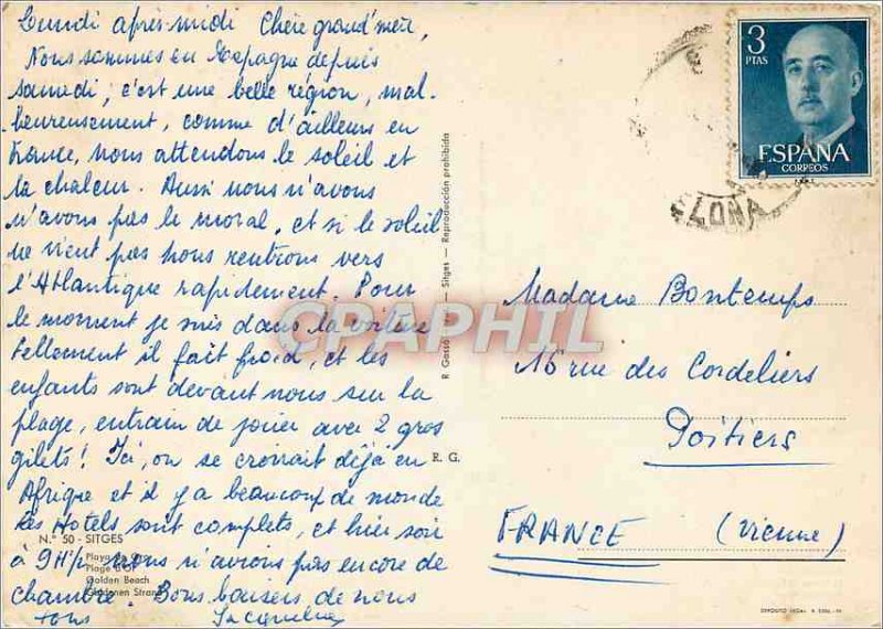 Postcard Modern Sitges Beach Espana