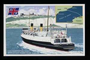 f2093 - Southern Railway Train Ferry - Shepperon Ferry - postcard art