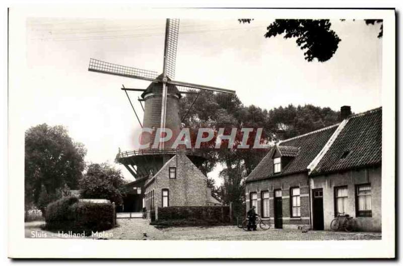 Old Postcard Sluis Molen Windmill