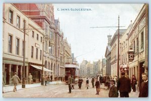 Gloucester Gloucestershire England Postcard Street View Trolley Car c1920's