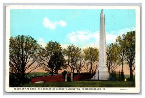 Vintage 1920s Postcard Monument Mary Mother George Washington Fredericksburg VA