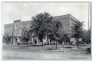 Little Falls Minnesota RPPC Photo Postcard High School Exterior Building c1935