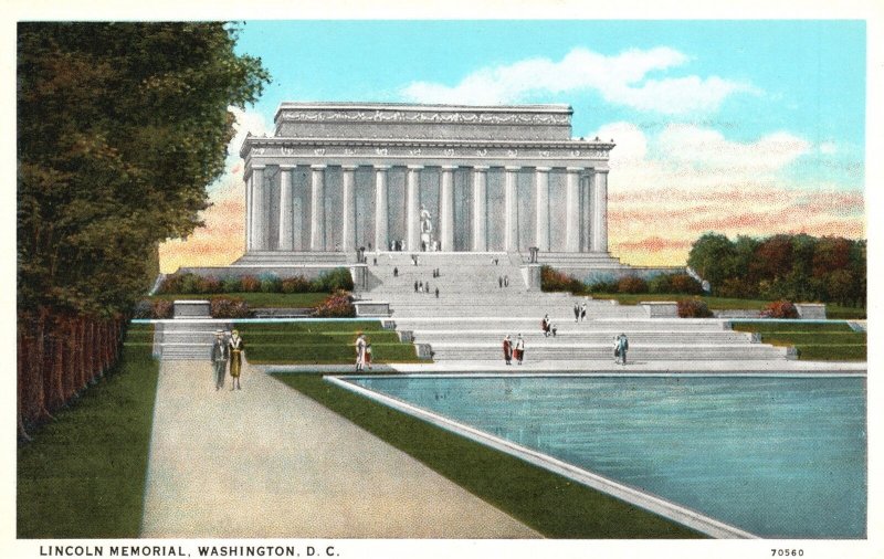 Vintage Postcard Lincoln Memorial Pool Tourist Attraction Spot Washington D. C.