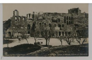 Greece - Athens. Theatre of Herode Atticus & The Acropolis  RPPC