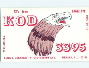 Pre-1980 RADIO CARD - CB HAM OR QSL Newark New Jersey NJ AH0921