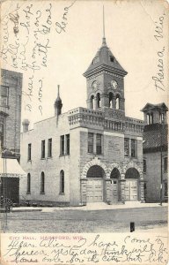 Hartford Wisconsin 1908 Postcard City Hall