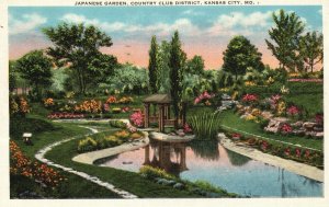 Kansas City Mo-Missouri, 1939 Japanese Garden Country Club, Vintage Postcard