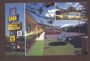FLAGSTAFF ARIZONA SAGA MOTEL ROUTE 66 ADVERTISING POSTCARD BUDGET HOST