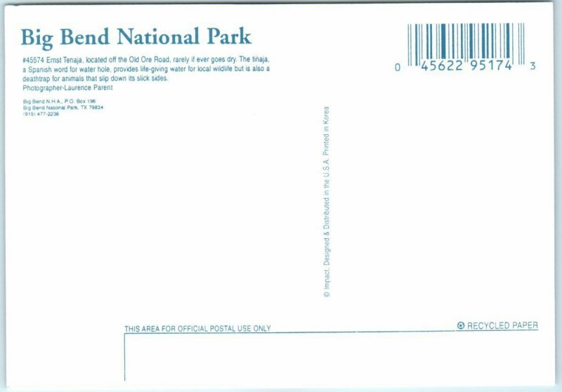 Postcard - Ernst Tinaja - Big Bend National Park - Texas 