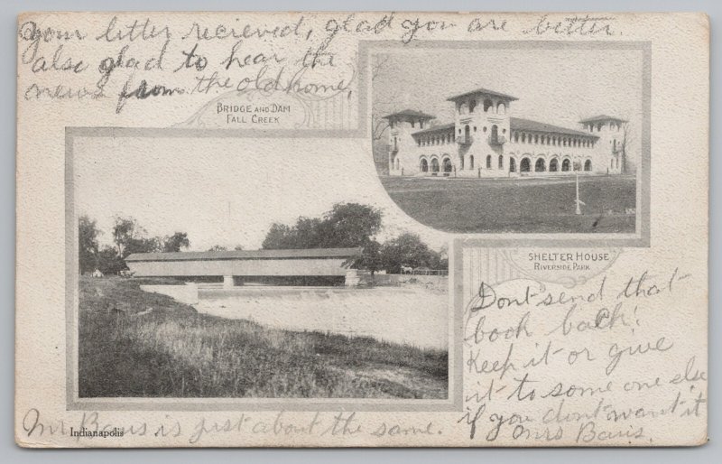 Indianapolis News~Shelter House~Covered Bridge & Dam 1905 Truyer Walnut Creek OH