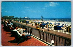 Boardwalk View From Marlborough-Blenheim Hotel, Atlantic Jersey NJ Postcard