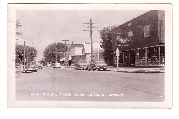 Real Photo, Main Street, Rexall Drugs, Barber Shop, Belle River, Ontario, Used