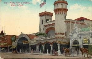 c1907 Postcard; Rocky Road to Dublin Roller Coaster Entrance, Coney Island NY