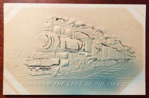 Canada Train Patriotic 'Land Of The Maple' AEB Embossed Glitter 1911 Postcard H3