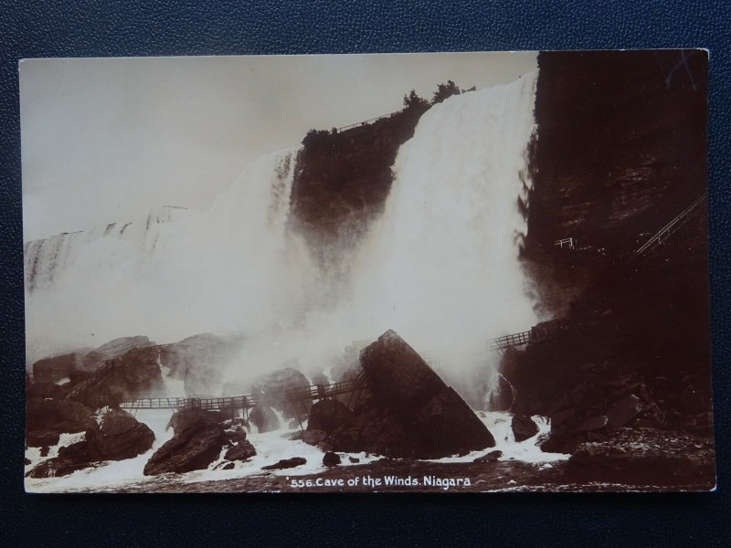 NIAGARA FALLS Cave of the Winds Gorge shows Wooden Walk Way - Old RP Postcard
