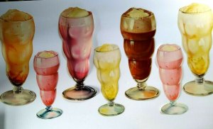 Ice Cream Soda Floats Milkshake Vintage Diecut Paper Signs 1950s Diners Lot Of 7