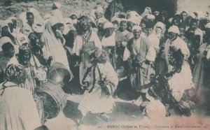 Maroc Moroccon Street Dancing Dance Costume Musiciens Arabes Antique Postcard