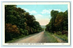 1909 Long Stretch National Highway, West of Frostburg Maryland MD Postcard 