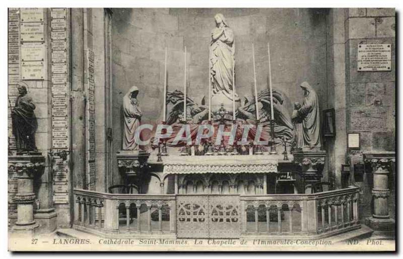 Old Postcard Langres Cathedrale Saint Mammes the Chapel of the Immaculate Con...