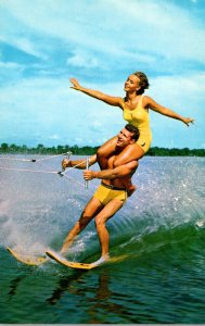Florida Cypress Gardens Water Skiing Double Team