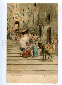 247435 ITALY NAPOLI Gradini S Barbara DONKEY Vintage litho PC