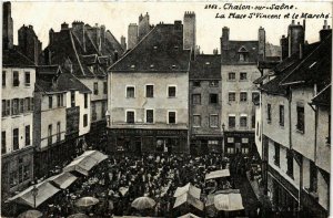 CPA CHALON-sur-SAONE - La Place St-VINCENT et le Marché (386825)