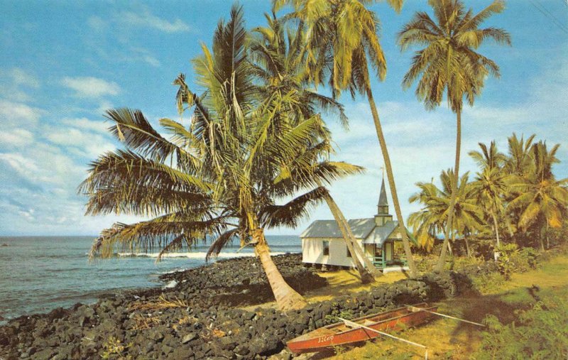 St. Peter's Church, Kona Coastline, Hawaii ca 1950s Nani Li'i Vintage Postcard