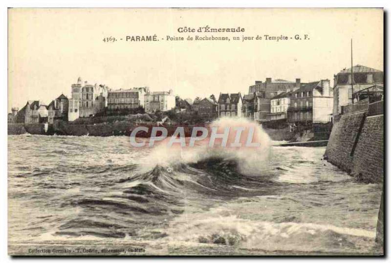 Old Postcard Cote d & # 39Emeraude Parame Pointe De Rochebonne A Day Of Storm