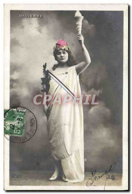 Old Postcard Statue of Liberty Woman