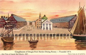 Massachusetts Boston Durgin-Park Market Restaurant Mural East View Of Faneuil...