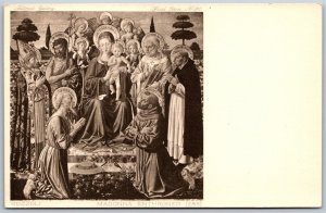 Vtg Art Virgin & Child Enthroned Among Angels Saints Benozzo Gozzoli Postcard