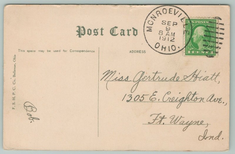 Bellevue Ohio~Public Library~c1910 Postcard