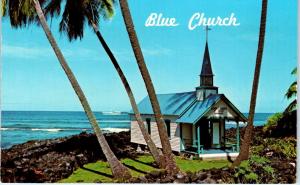 KAHALUU, KONA, Hawaii   The BLUE CHURCH of St Peter by the SEA  c1960s  Postcard