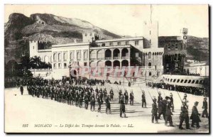 Monaco Old Postcard the parade of troops before the palace