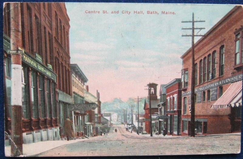 Centre Street and City Hall Bath ME 1911