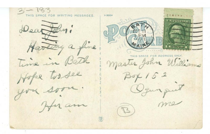 ME - Bath. Soldiers' Monument & Hon. A.H. Shaw Residence