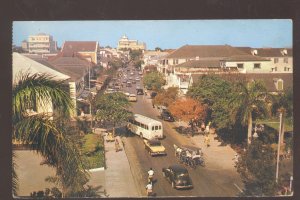 NASSAU BAHAMAS DOWNTOWN STREET SCENE UNUSUAL STAMPS VINTAGE POSTCARD